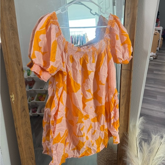 Free People Mila Printed Mini Dress in Tangerine Combo - Picture 4 of 6